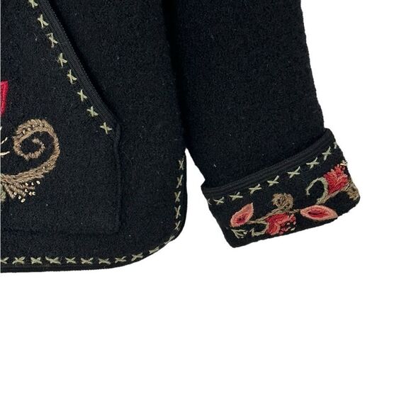 Vintage Icelandic Design Wool Floral Embroidered Sweater Jacket | Size S/M - Picture 2 of 10
